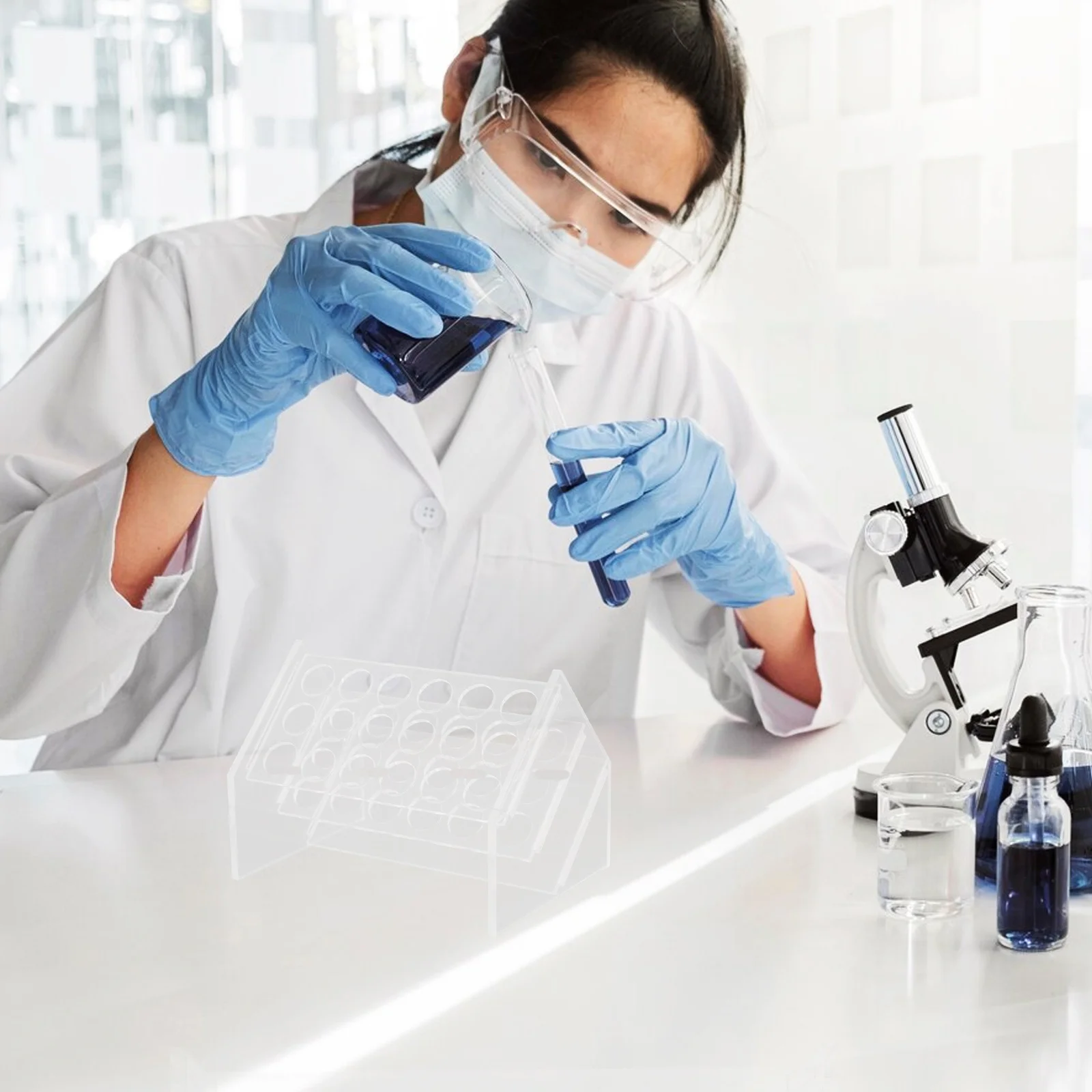 

Clear 18 Well Tube Holder Test Tube Rack Lab Storage Stand Tubes Stands