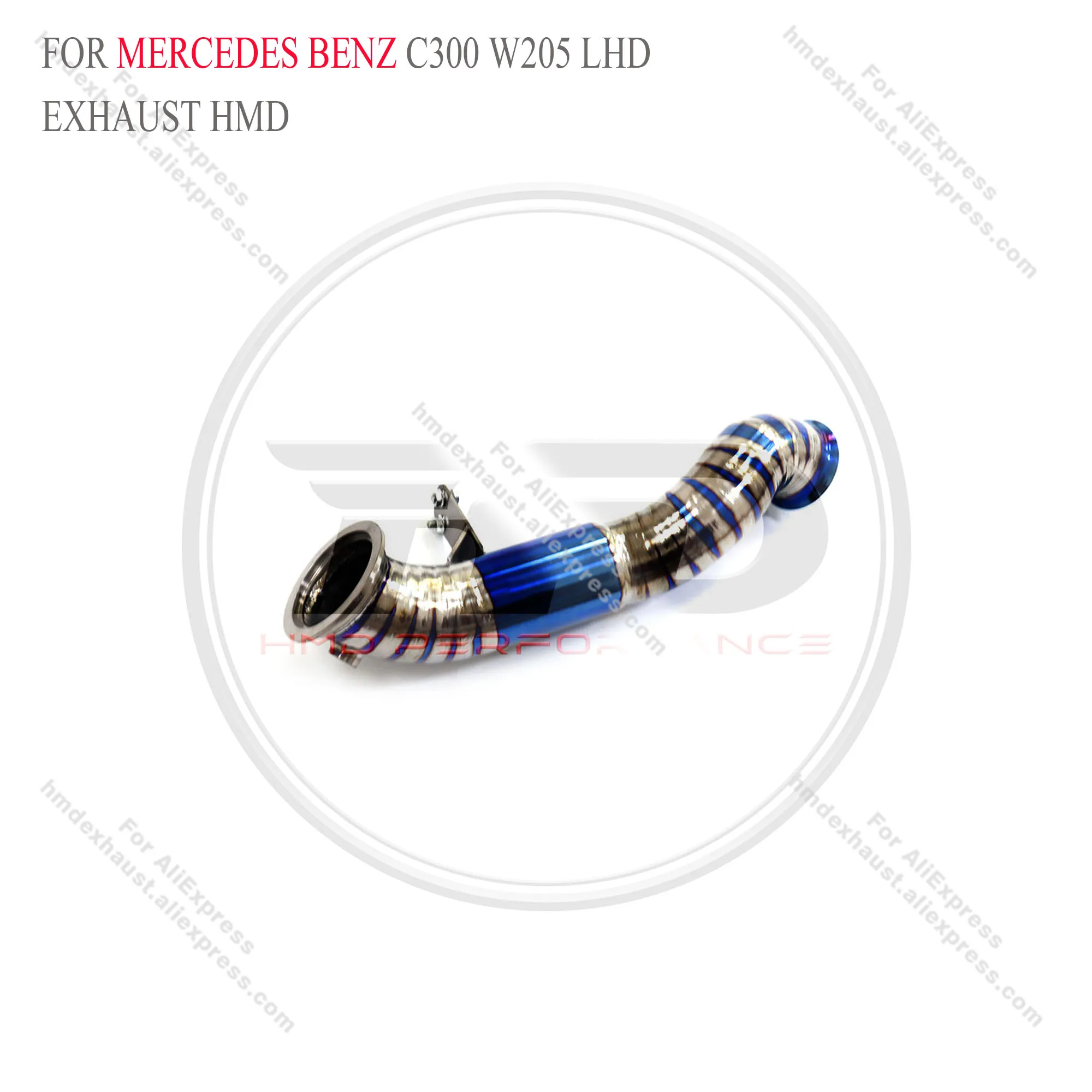 for Mercedes Benz C300  W205 2.0T LHD With Heat Shield Racing Pipe HMD Exhaust System High Flow Performance Downpipe - Image 2