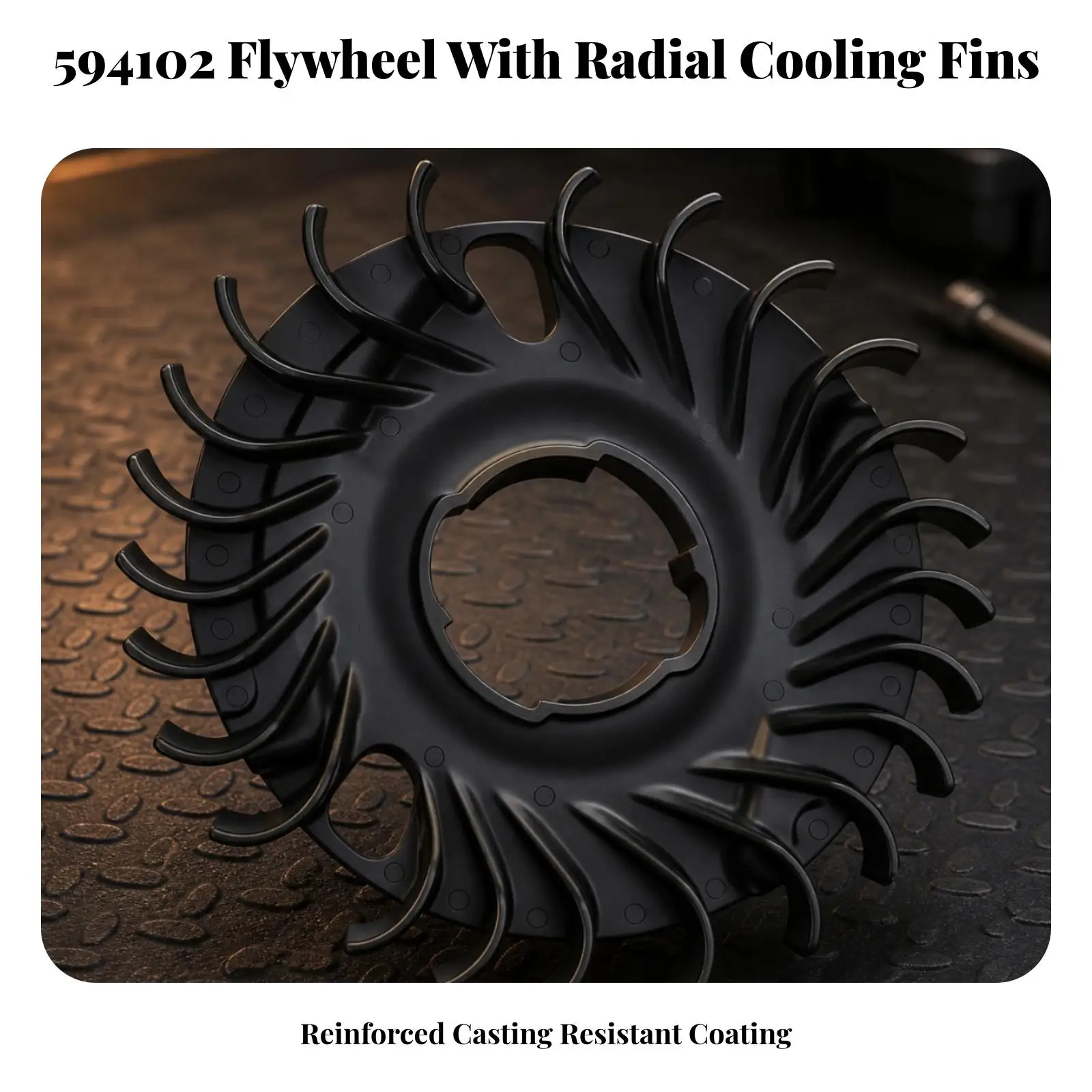 Replacement Engine Flywheel | Keyed Mounting Opening, Flywheel with Radial Fins, for Workshop