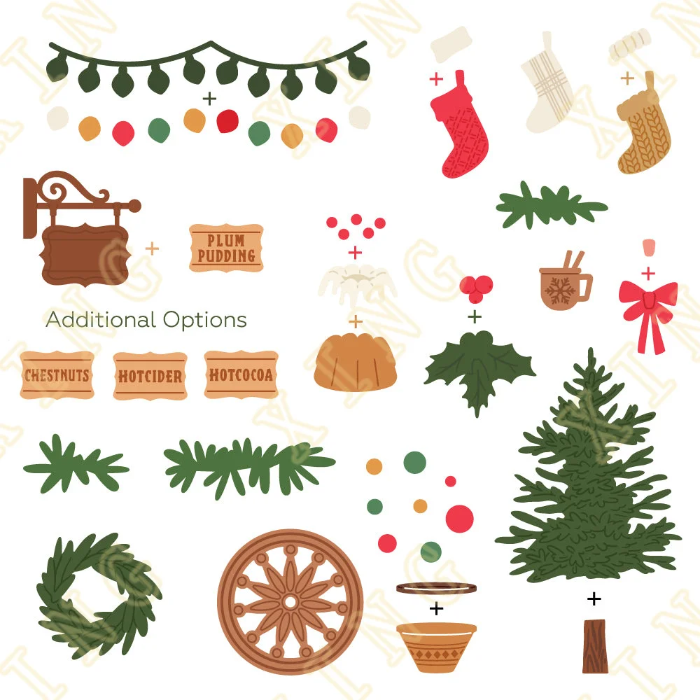 Christmas Market Cart Add-On Metal Craft Cutting Dies DIY Scrapbook Paper Diary Decoration Card Handmade Embossing New Product
