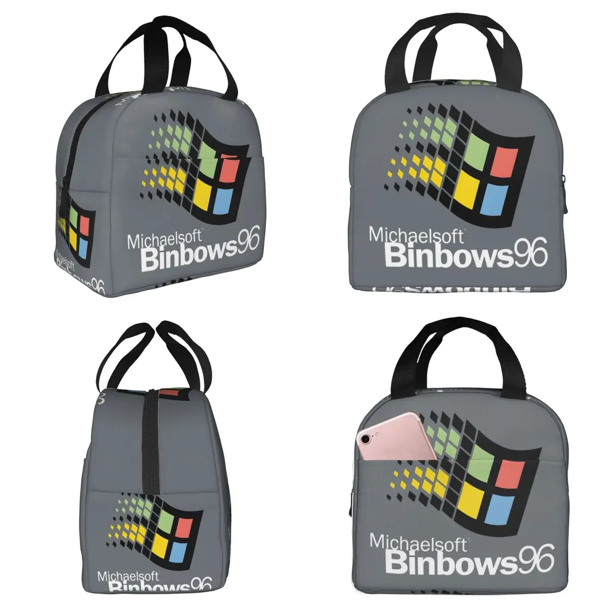 

Сумка-холодильник для обедов Windows 95 Geeks Nerd Mesh с термоизоляцией для женщин, офисная термосумка для еды, портативный контейнер для ланчей