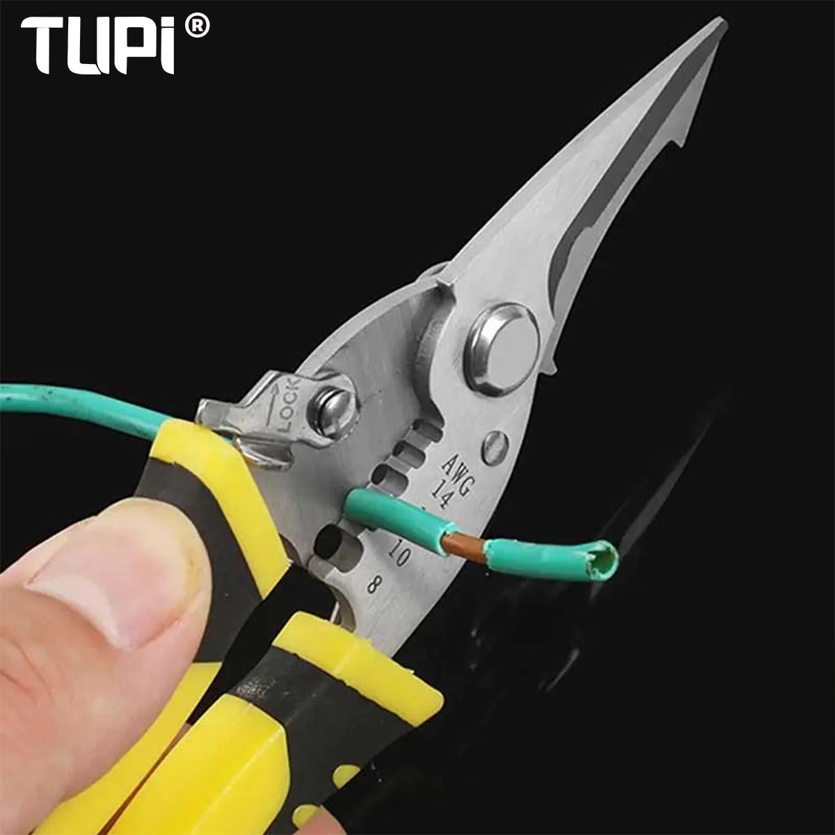 TUPI Pro Electrician Pliers 3 in 1 Wire Cutter Crimper Stripper Ergonomic Grip Multi Tool for Electrical Work Professional