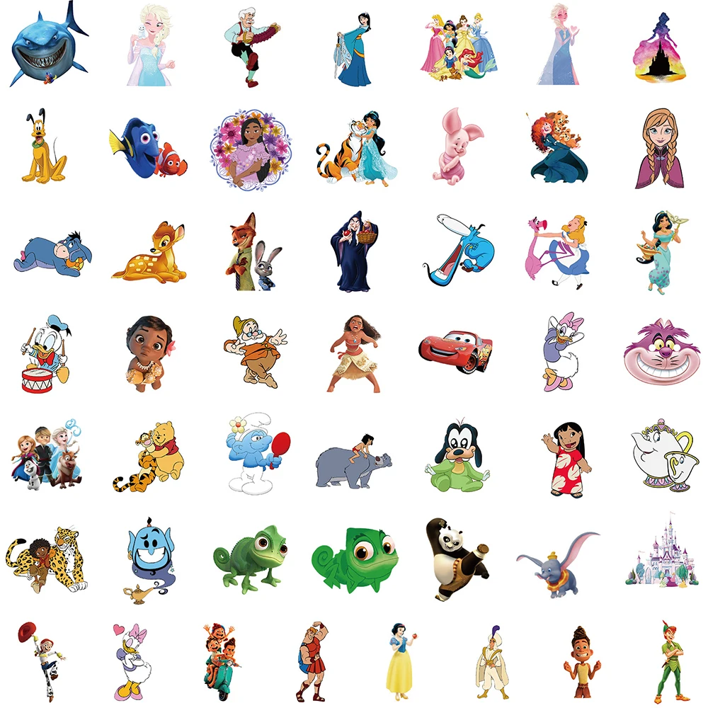 10/30/50/100pcs Disney Mix Stitch Micky Princess Cute Stickers Graffiti Decals Motorcycle Laptop Waterproof Sticker for Kid Toy