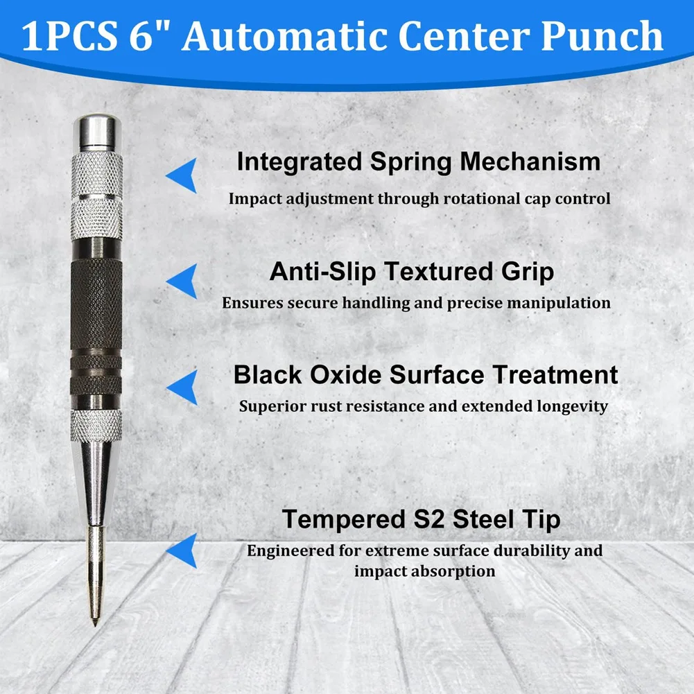 

AA14 New Multi-Surface 6In + 5In Adjustable Center Punch Tool For Glass, Metal, Wood Crafting