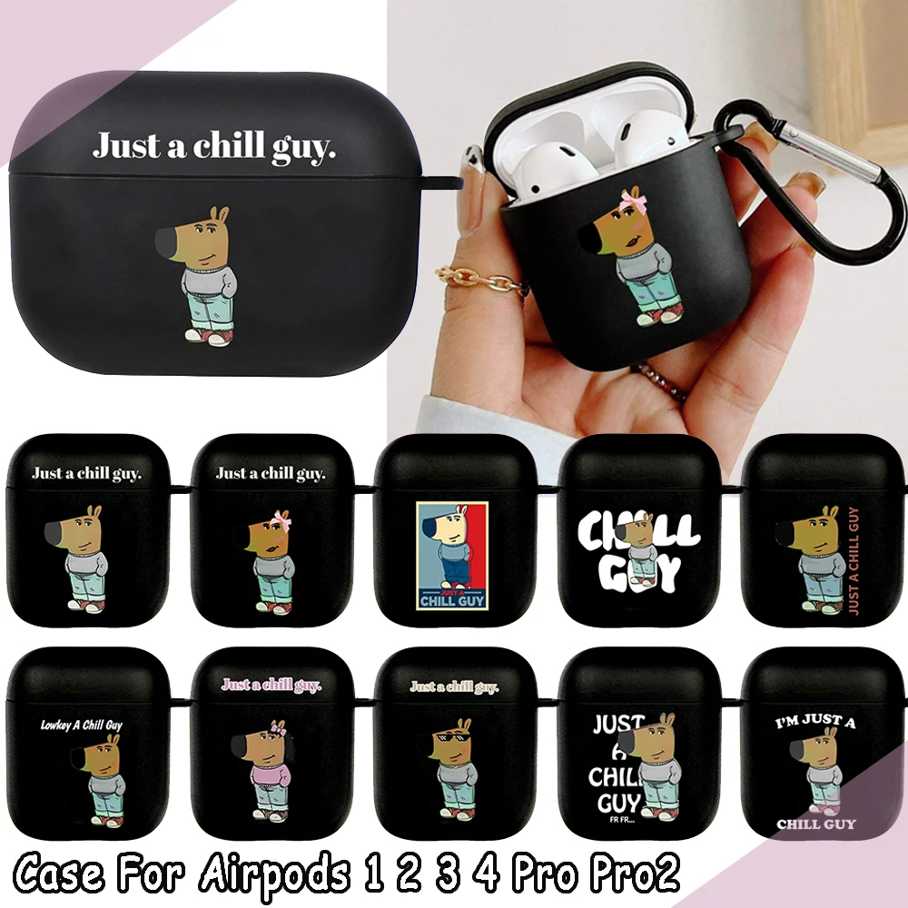 Cute Funny Cartoon Dog Chill Guy Case for Airpod Pro2 1 2 3 4 Pro Meme Wireless Headphone Cover for Air Pods 4rd Gen Funda