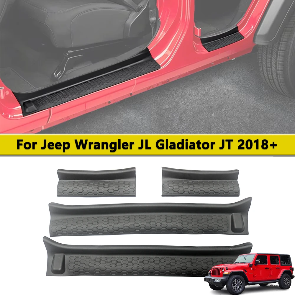 Tira de borracha protetora do peitoril da porta para jeep wrangler jl gladiador jt 2018-2025 placa de entrada guarda capa acessórios do carro