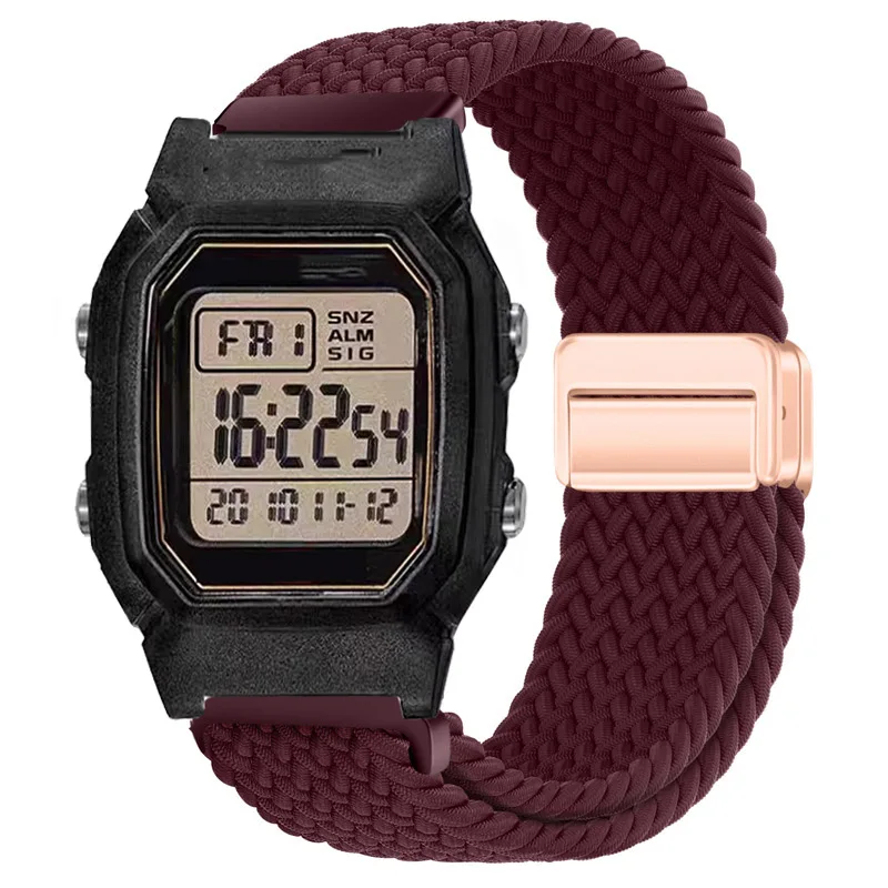18mm Nylon-Elastikband für Casio AE1200/1300, magnetisches, atmungsaktives Armband für F91W/W218/F108/A159 A158 A168 A169, geflochtenes Band – Detail 3