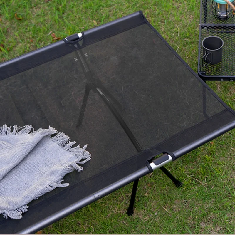 Outdoor Folding Camping Cot  Aluminum Alloy Portable Breathable Elevated Design Hiking Road Trip Office Break Dual-purpose Bed