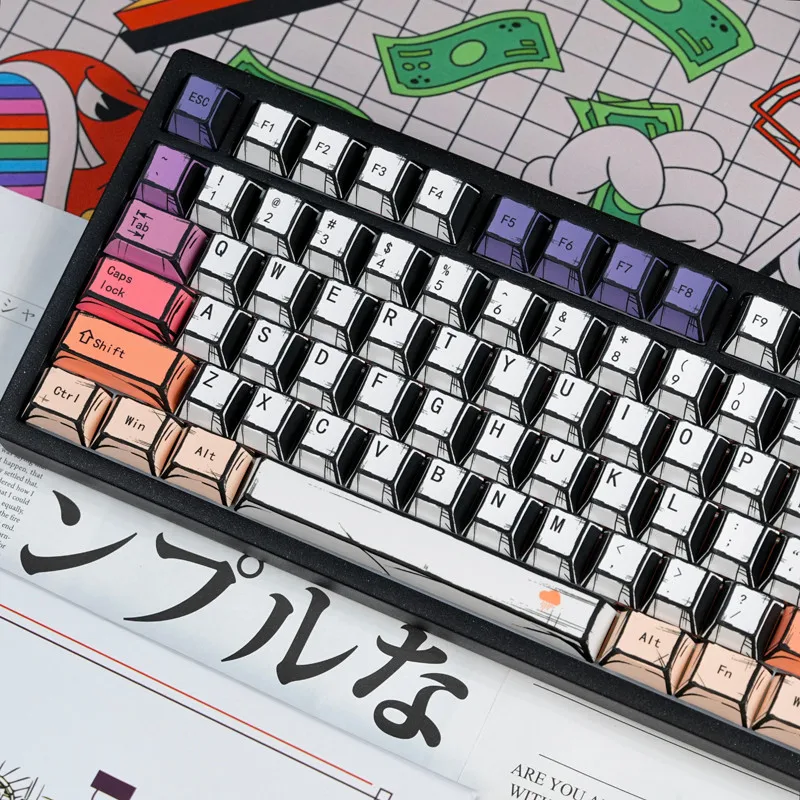 

Graffiti Keycaps Cherry Profile PBT Material Colorful Cartoon Style Personalized Keycaps for MX Switch Mechanical Keyboard