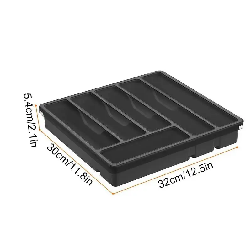 Silverware Tray Utensil Tray With Cover Drawer Organizer For Kitchen Countertop Flatware Storage Holder With 6 Compartments