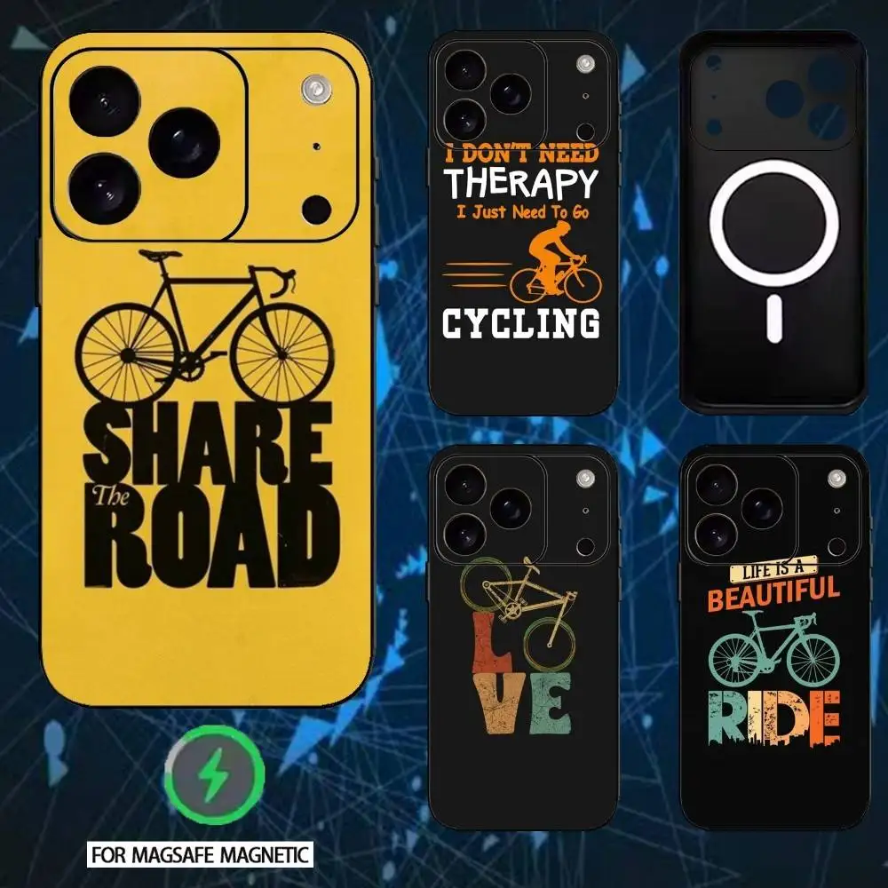 

Чехол для телефона с велосипедным рисунком для iPhone 17,16,15,14,13,12, Plus, Pro, Max для Magsafe Magnetic Wireless Charge