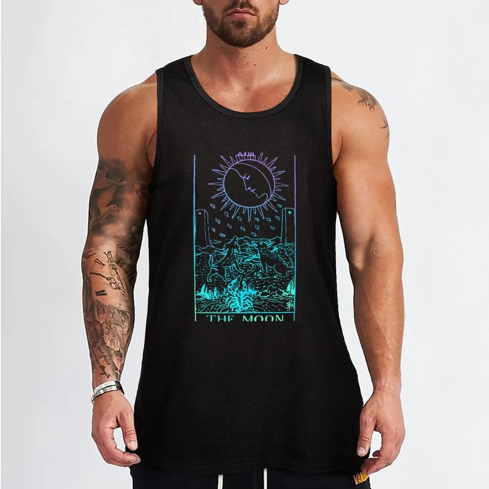 The Moon Tarot Card Rider Waite Witchy Tank Top t shirts Men's sports t-shirt men clothings