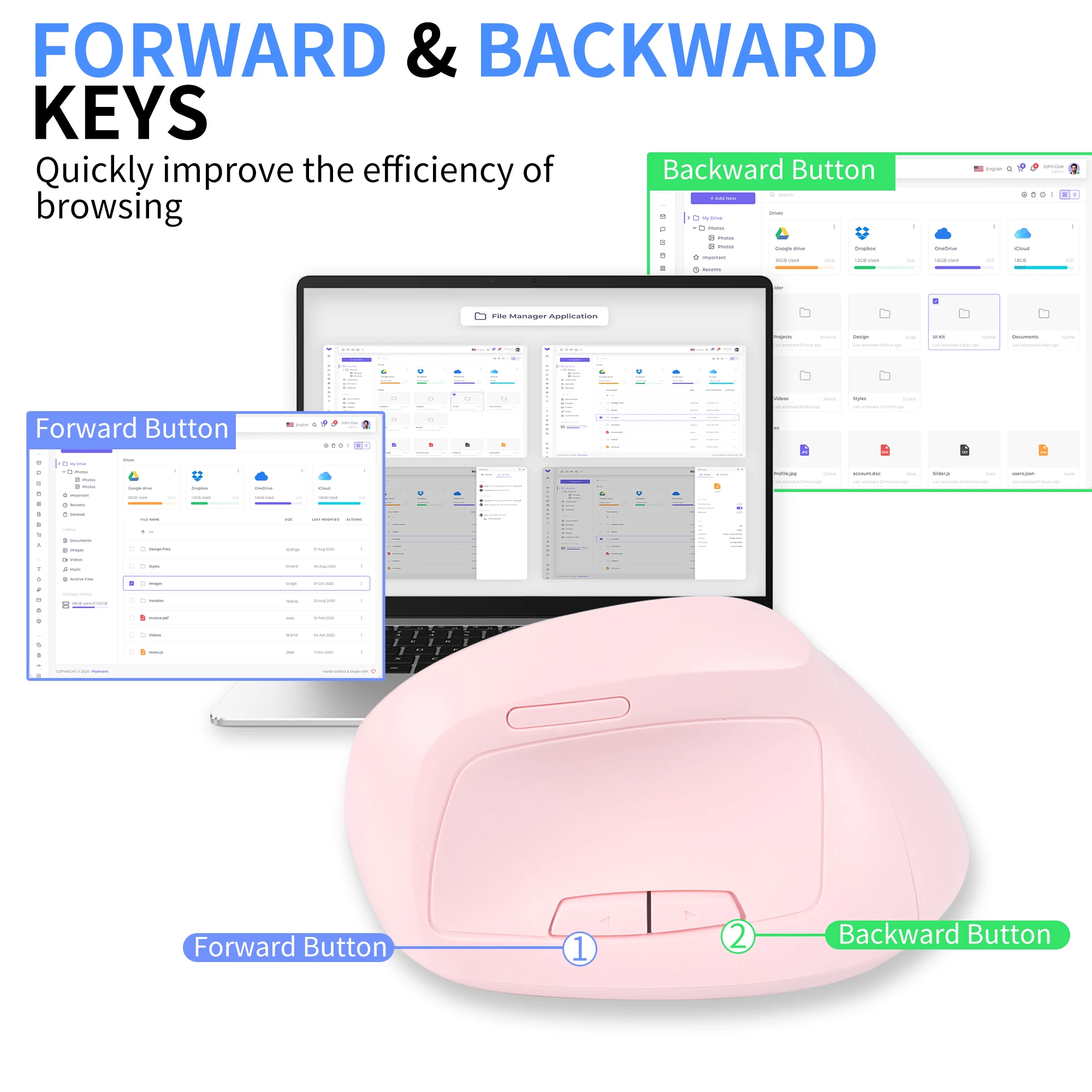 ماوس عمودي لاسلكي 2.4G بلوتوث ثنائي الوضع قابل لإعادة الشحن بيئة العمل منخفضة الضوضاء زر مكتب استخدام Mause مع أزرار جانبية #6