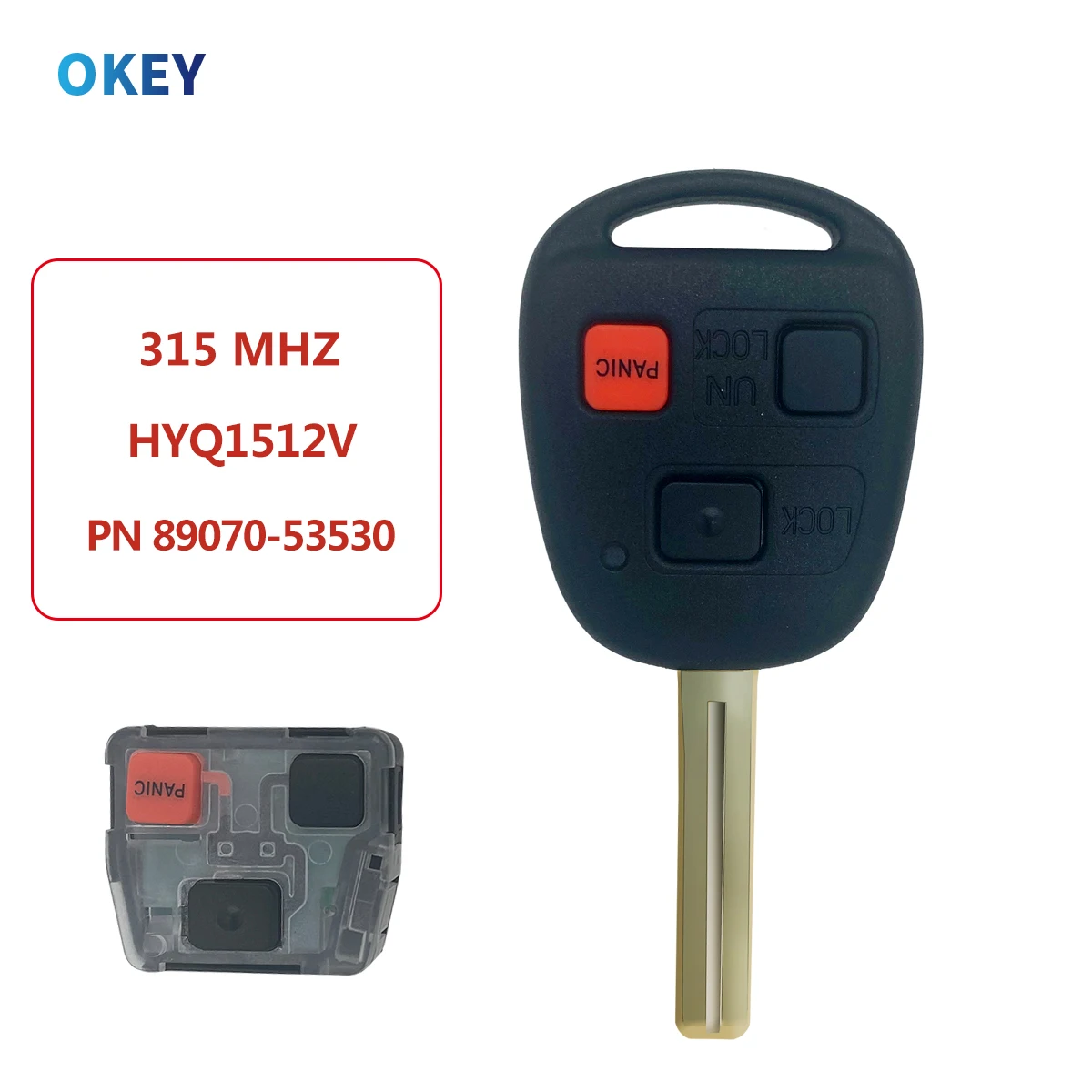 Okey Remote Car Key For Toyota Lexus GX470 LX470 2003-2008 HYQ1512V 89070-60801 315mhz 4D68 Chip Short Blade