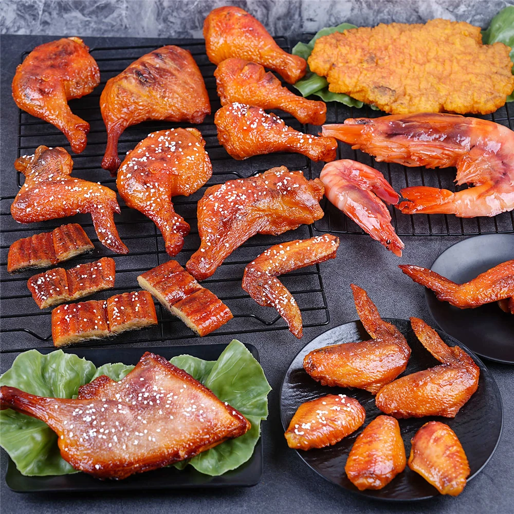 

Grilled duck leg fake simulation food props hotel restaurant decoration Roasted Chicken Wings drumstick Shrimp model