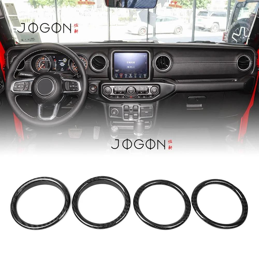 

Carbon Fiber Car Interior Center Air Conditioning Vent Ring Cover Trim Accessories For Jeep Wrangler JL 2019-2025 Gladiator JT