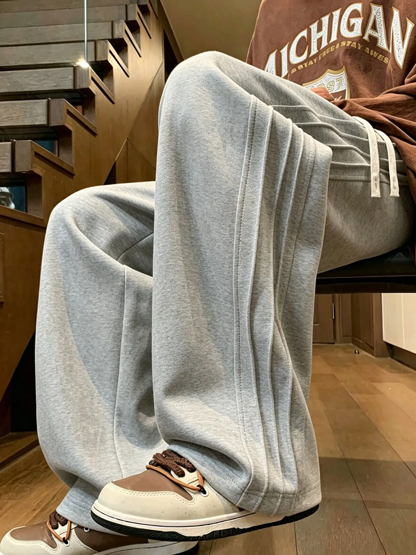 Herren-Freizeithosen, Locker Geschnittenes Design mit Weitem Bein, Elastischer Bund, Bequem für den Alltag, Modische Herrenbekleidung, Trendig und Stilvoll – Detail 17