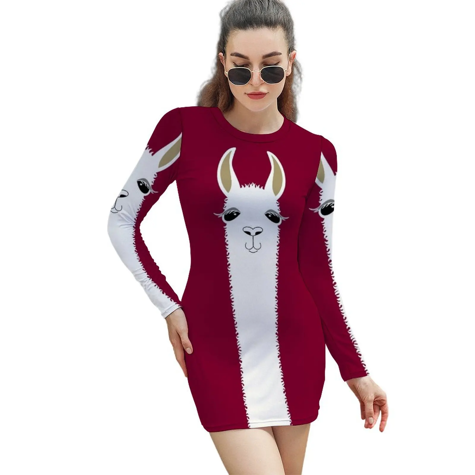 

LLAMA PORTRAIT #3 Long-Sleeved Sheath Dress Clothing women's evening dresses 2024 prom dress 2024 women's summer clothing 2024