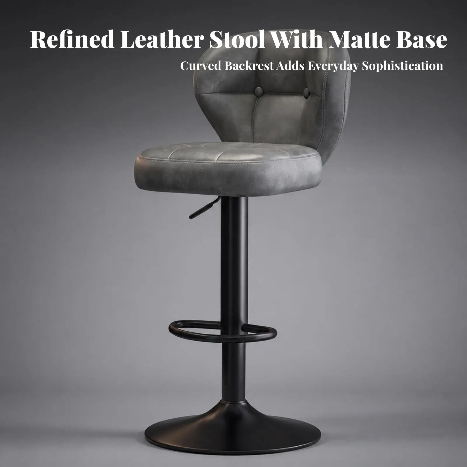 Swivel Bar Stool Upholstered Height-Adjustable Bar Stool Seating Ergonomic Furniture Comfortable for Kitchen Island