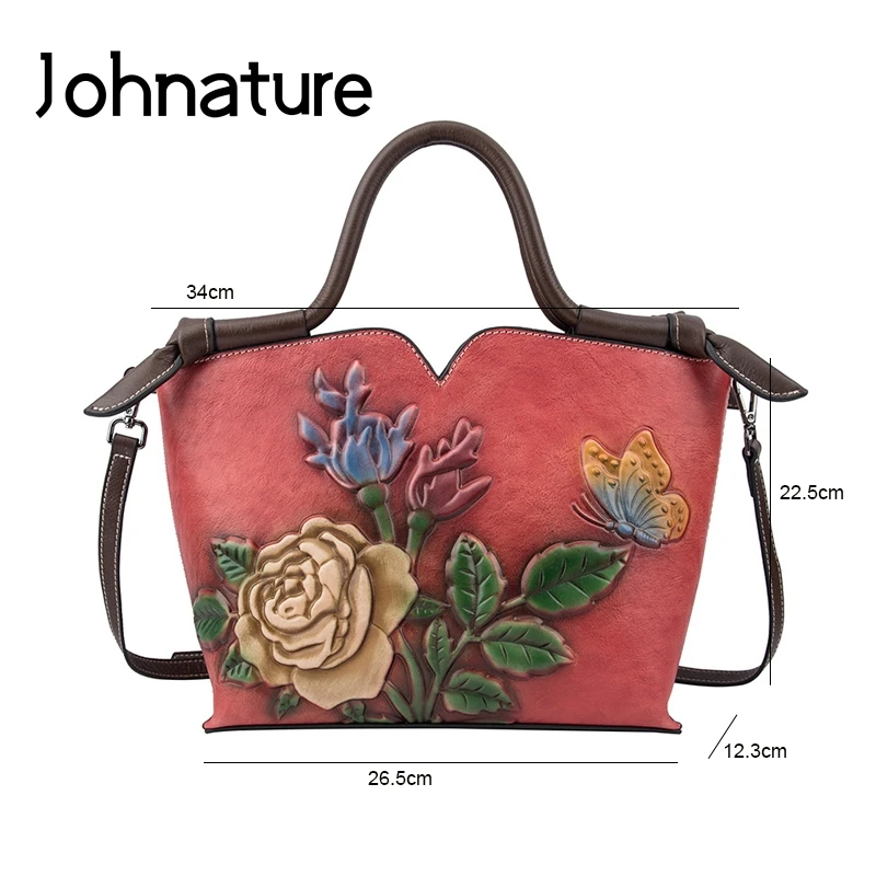 Johnature retrò semplice di grande capacità borse di lusso in vera pelle borse da donna 2024 nuove borse a tracolla e a tracolla in pelle bovina