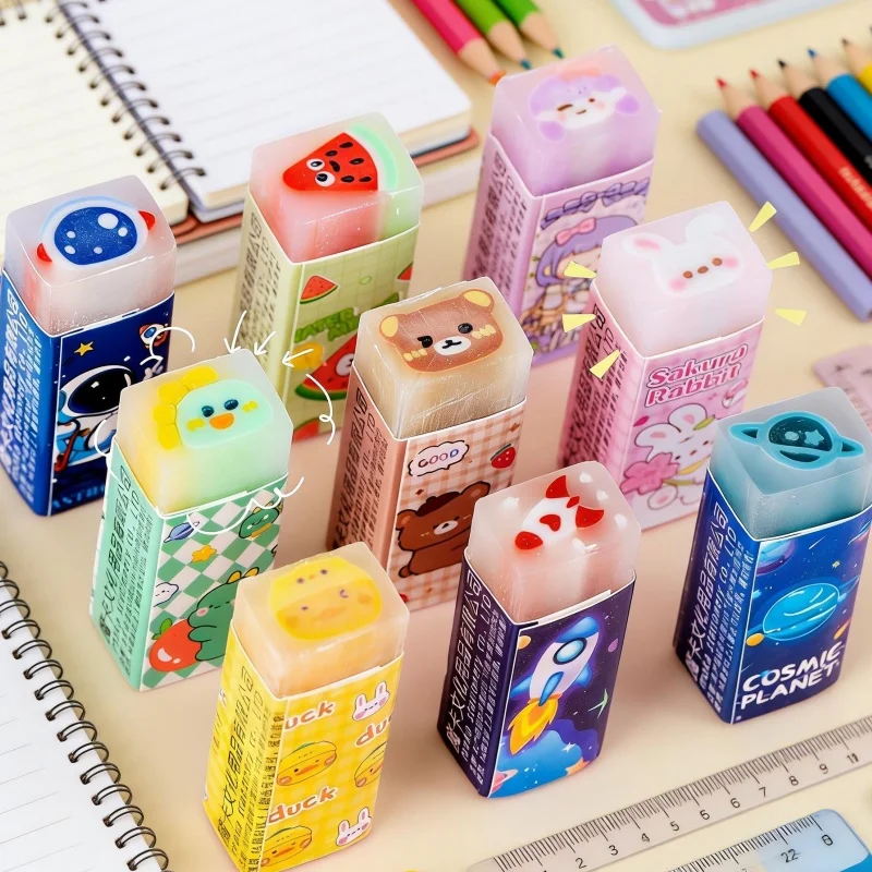 15-Piece Set of Random Styles Cartoon Fruit-Shaped Erasers, Jelly Erasers, Student-Specific Erasers, Dust-Free Erasers, Kindergarten Prizes