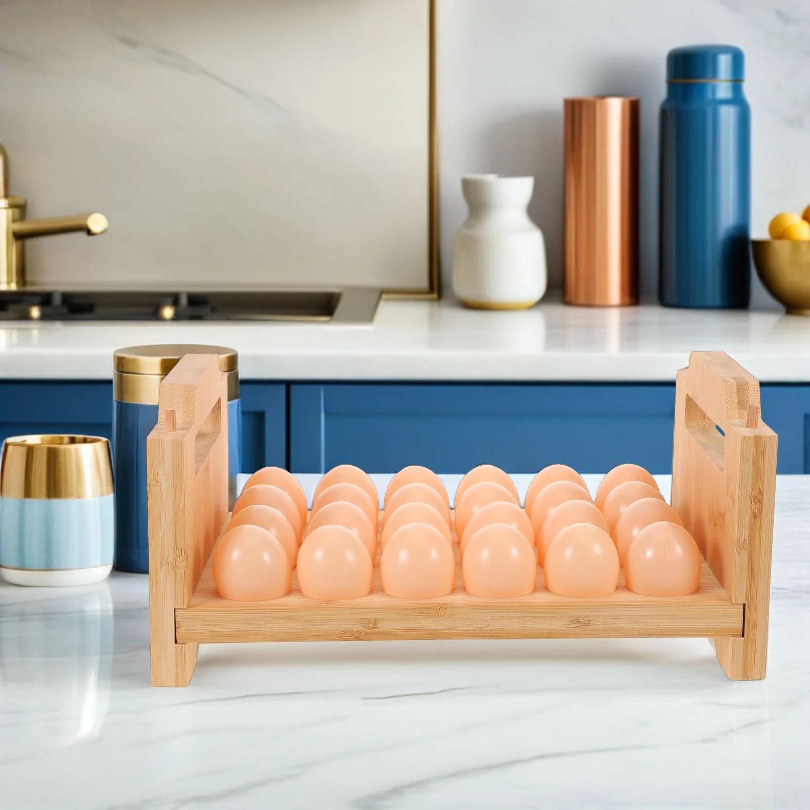

Wooden Egg Rack Decorative Holders for Display Solid Counter Storage Fresh Eggs Bamboo Fridge Shelf