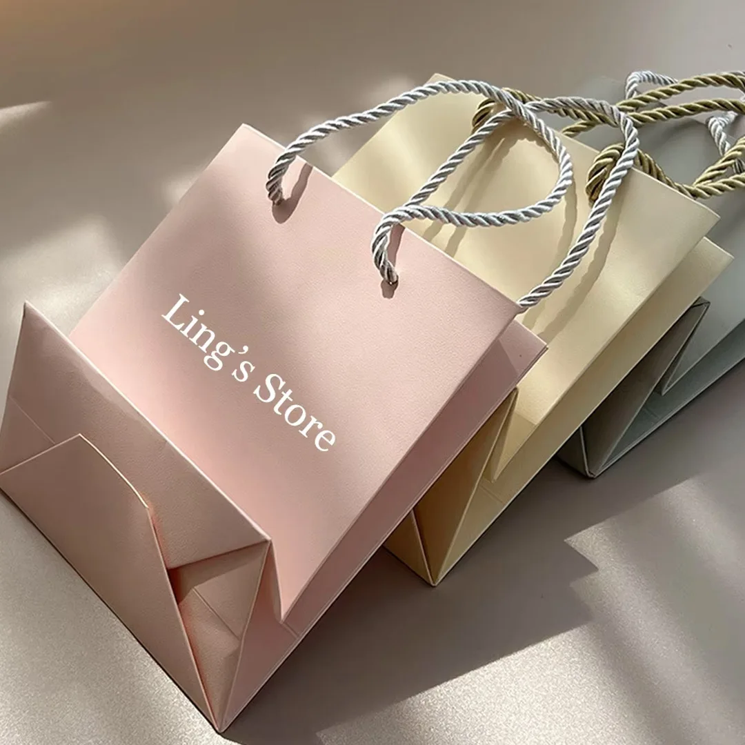 24-50-100pcs-custom-paper-jewelry-tote-bag-14x15x7-beige-grey-pink-wedding-packaging-organizer-shopping-travel-portable-pounch