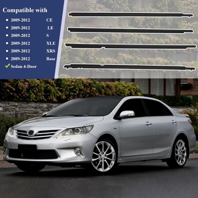 

Y9UC 4Pcs/Lot Factory Window Strips Accurately Cut For 2009 2011 Sedan Standard Sport Luxury Trims Weather