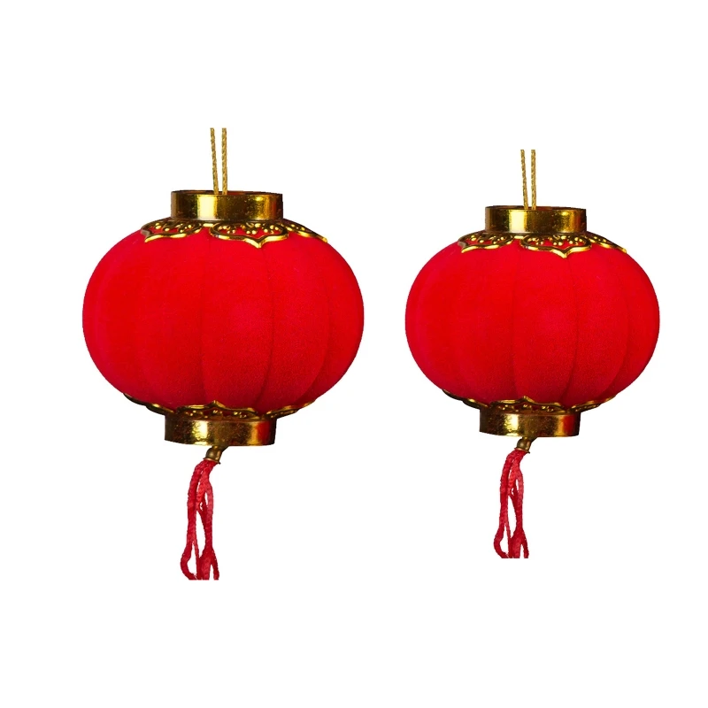 30pcs 3/4cm Small Flocking Red Lanterns DIY Mini Lucky Hanging Lantern Wedding Party Decor Chinese Spring Festival Dropship