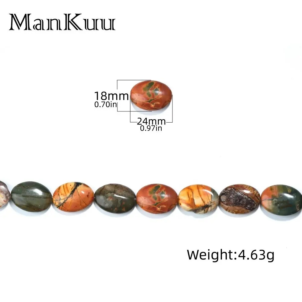 ManKuu Natural Stone Picasso Red Turquoise Beads Flat Oval Shape DIY Jewelry Accessories Things to do Aesthetic Bracelets 10PCS