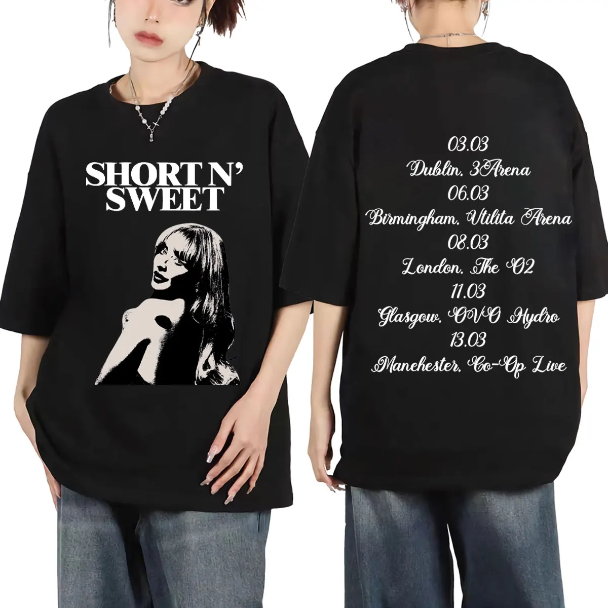 

Sabrina Carpenter Short N' Sweet Tour 2025 Merch T-shirts Fashion Vintage Short Sleeve T Shirt Men Women Casual Cotton T-shirt
