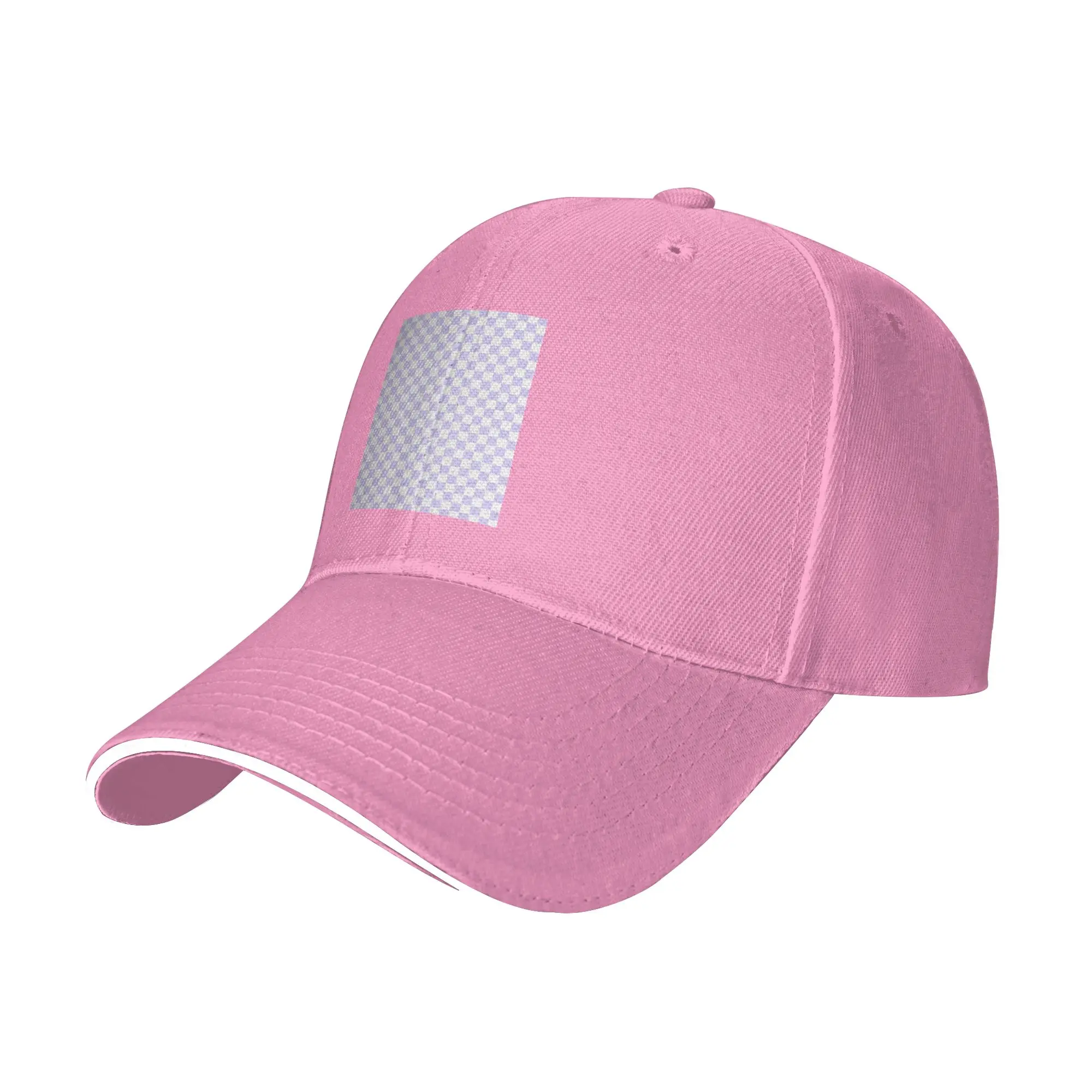 White and Pale Lavender Violet Checkerboard Cap Baseball Caps Adjustable Hat Hip Hop Summer Unisex Baseball Hats Customizable