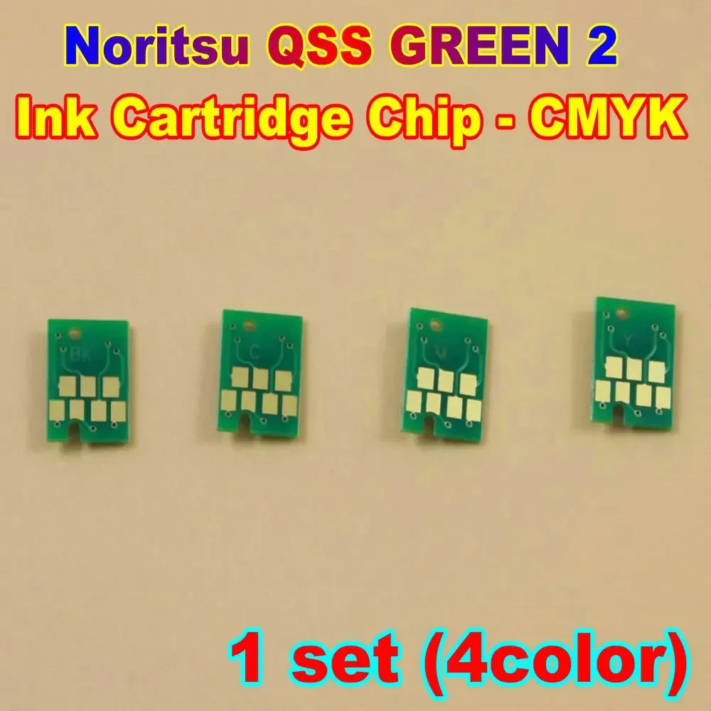 

2-чип для принтера CMYK, чипы для картриджей с чернилами для Noritsu QSS GREEN, одноразовый чип для картриджей с чернилами для Noritsu QSS GREEN2