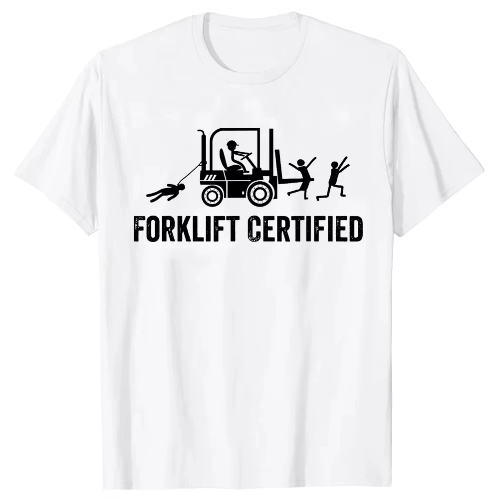 Women's Clothing Funny Forklift Operator Forklift Certified Retro Vintage T-Shirt Humorous Graphic Printed Short Sleeve Top