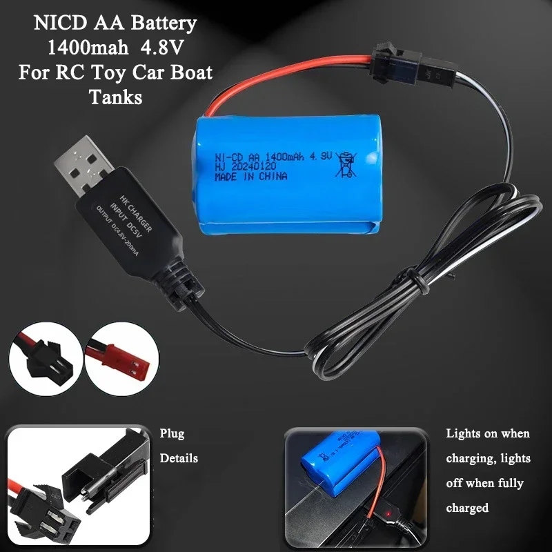 NI-CD Rechargeable Batteries 4.8V 1400mAh AA NICD Battery Pack With Charger For Rc toys Cars Tanks Trucks Robots Guns Boats