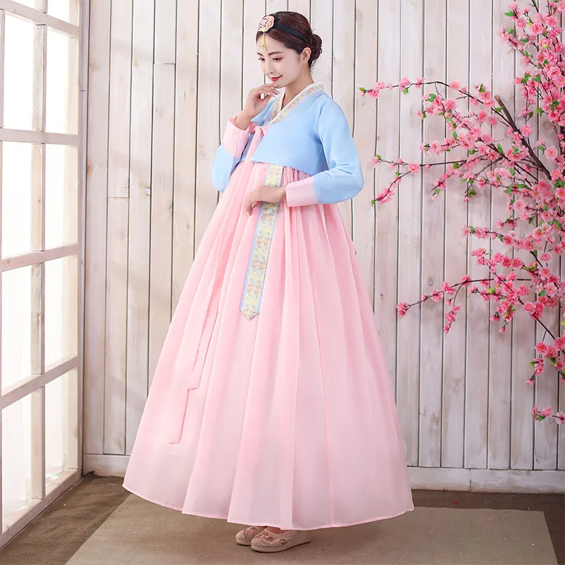 Robe de cour traditionnelle pour femmes, vêtements de minorité, danse folklorique coréenne pour spectacle, robe asiatique, Hanbok élégant, cosplay de mariage pour scène