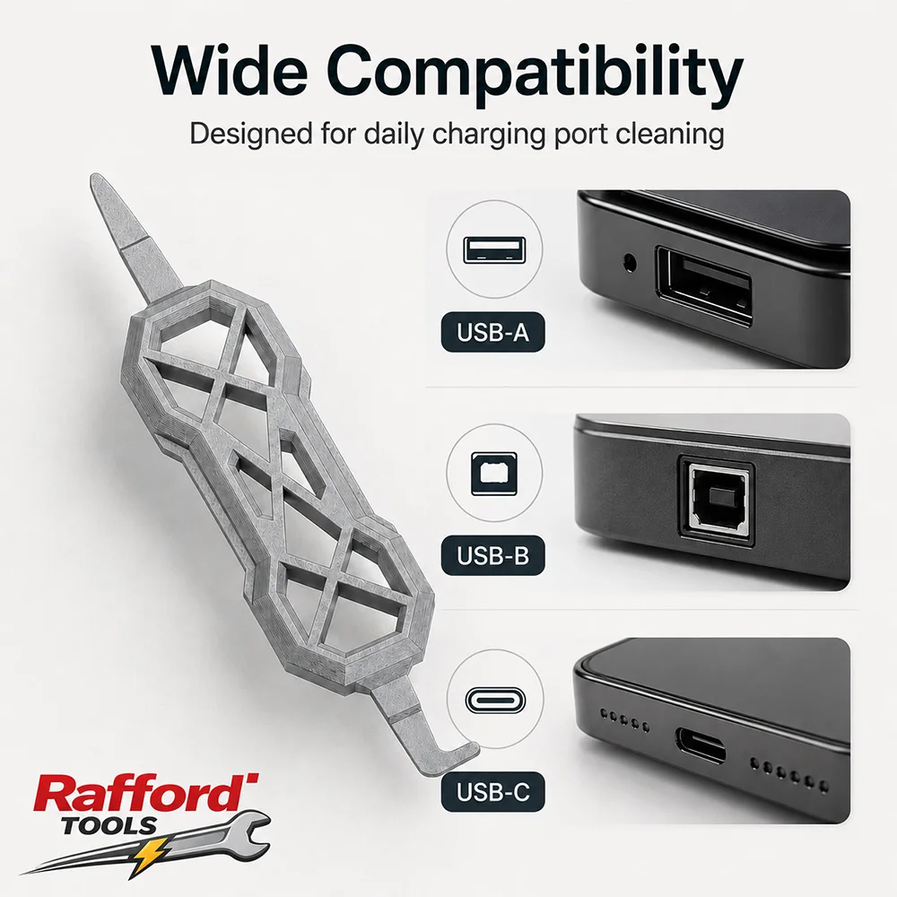2pcs Rafford Portable Charging Port Cleaner, Dual-End USB C Phone Dust Remover Tool for USB-A USB-B USB-C