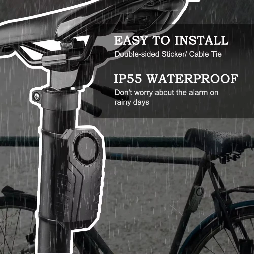 Sectyme Bicycle Alarm Horn Wireless Waterproof Anti-Theft Remote Control Vibration Alarm For Bike Motorcycle Electric Scooter