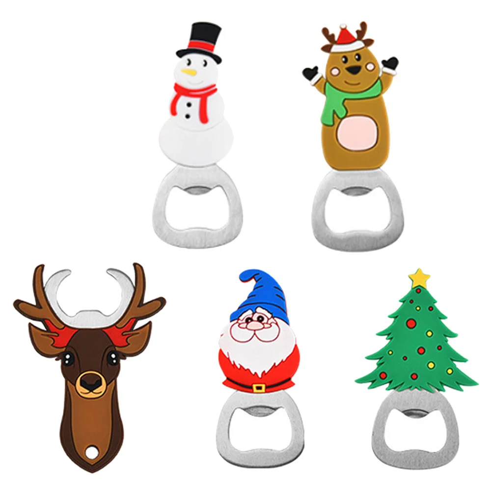 

5 Pcs Stainless Steel Cartoon Beer Openers Christmas Themed Bottle Can Camping Opening Tool Kitchen