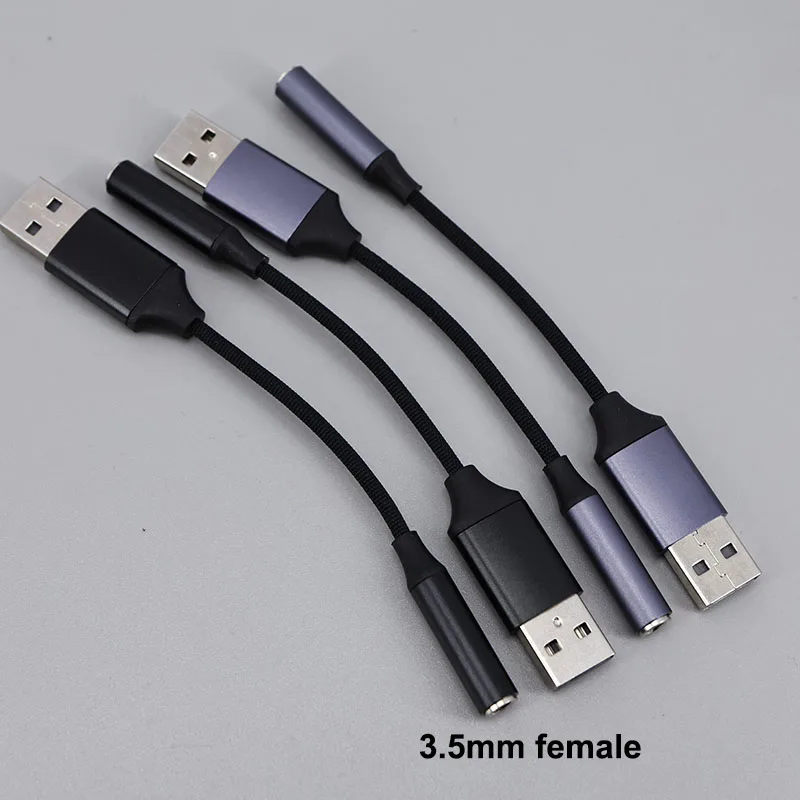 11cm USB to 3.5mm female Jack Audio Adapter USB A to 3.5 Female Adapter External Stereo Sound Card for PS4 PC Laptop Headphone L