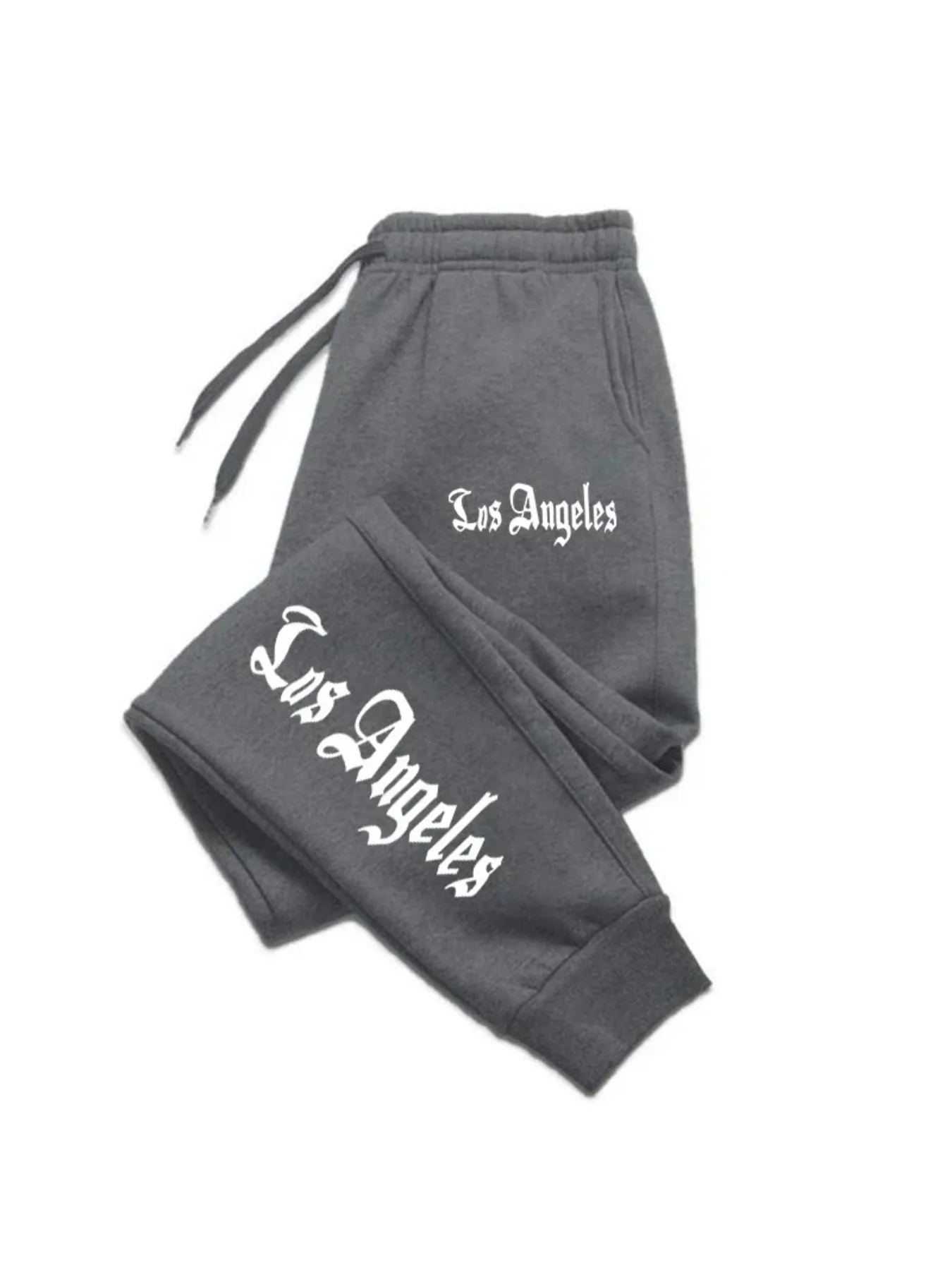 لوس أنجلوس سيتي تراست مطبوعة الرجال فضفاض الركض السراويل قطع تشغيل السراويل معطف دافئ السراويل معطف زوجين عادية #2