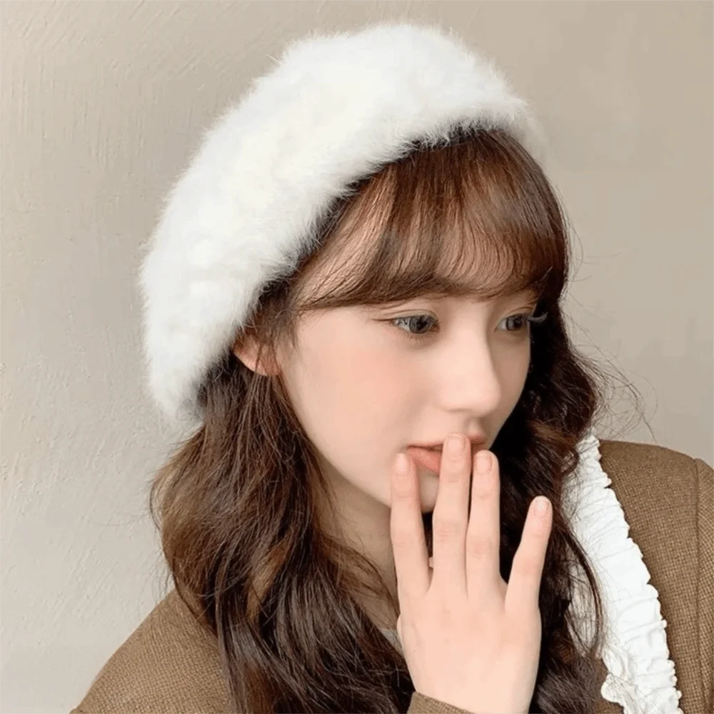 أزياء سحابة النساء القبعات الدفء أفخم البريطانية قبعة صغيرة الكورية نمط بلون الرسام قبعات الفتيات #2