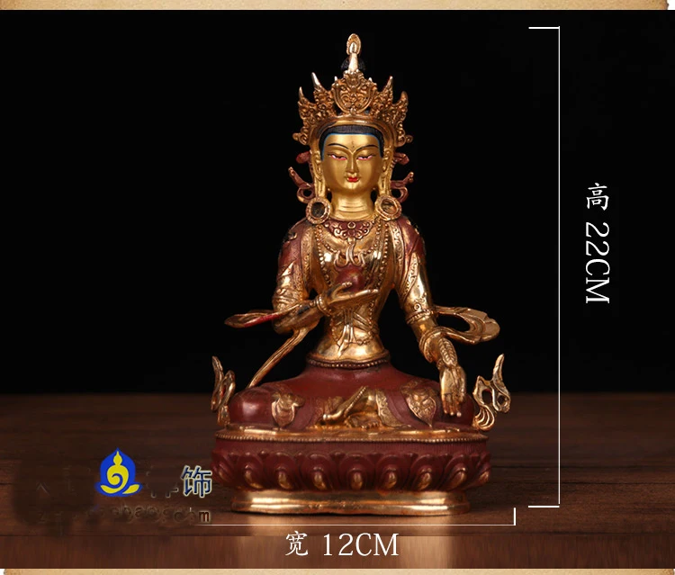 22cm TALL# GOOD # bless Safety Health Talisman #efficacious Protection Nepal Gold-plated Ksitigarbha Bodhisattva Buddha statue