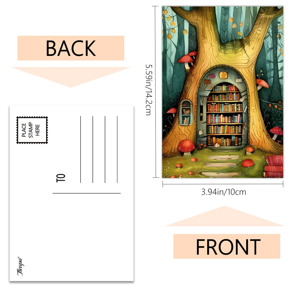 32pcs,Animal Magic Bookstore   Postcards, decoration/greeting cards/postcards, high-precision printing, collectible and mailable