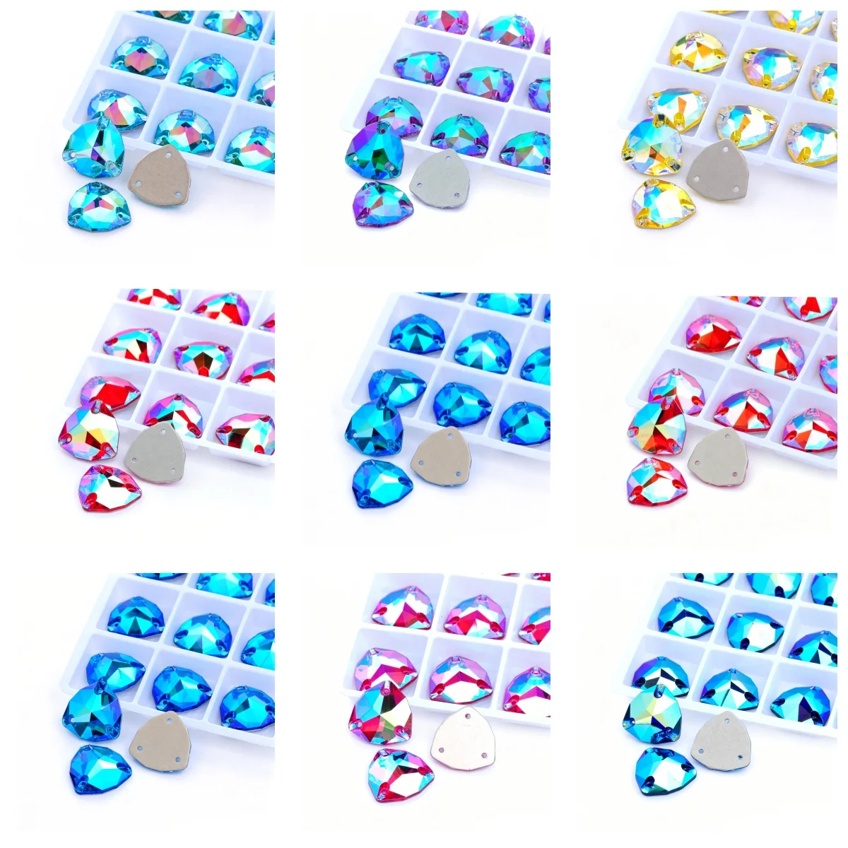 YANRUO 3272 Trilliant Crystal Rhinestones 12mm/16mm Sew-On AB Glass Stones Charm for Jacket And Clothing Jewelry Decoration