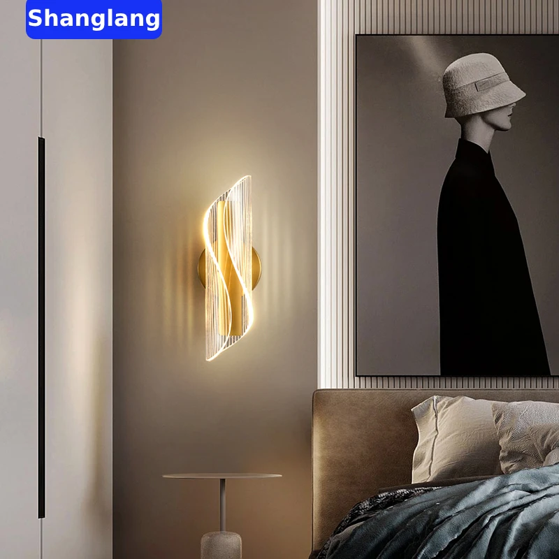 

Modern Minimalist Stylish LED Wall Lamp For Living Room Decor Hallway Corridor Bedroom Gold Sconces Light Fixture Vanity