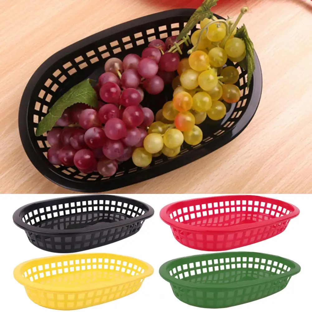 Cesta de plástico para alimentos, vajilla de forma ovalada para patatas fritas, platos de almacenamiento de comida rápida para restaurante, 1 unidad/12 piezas