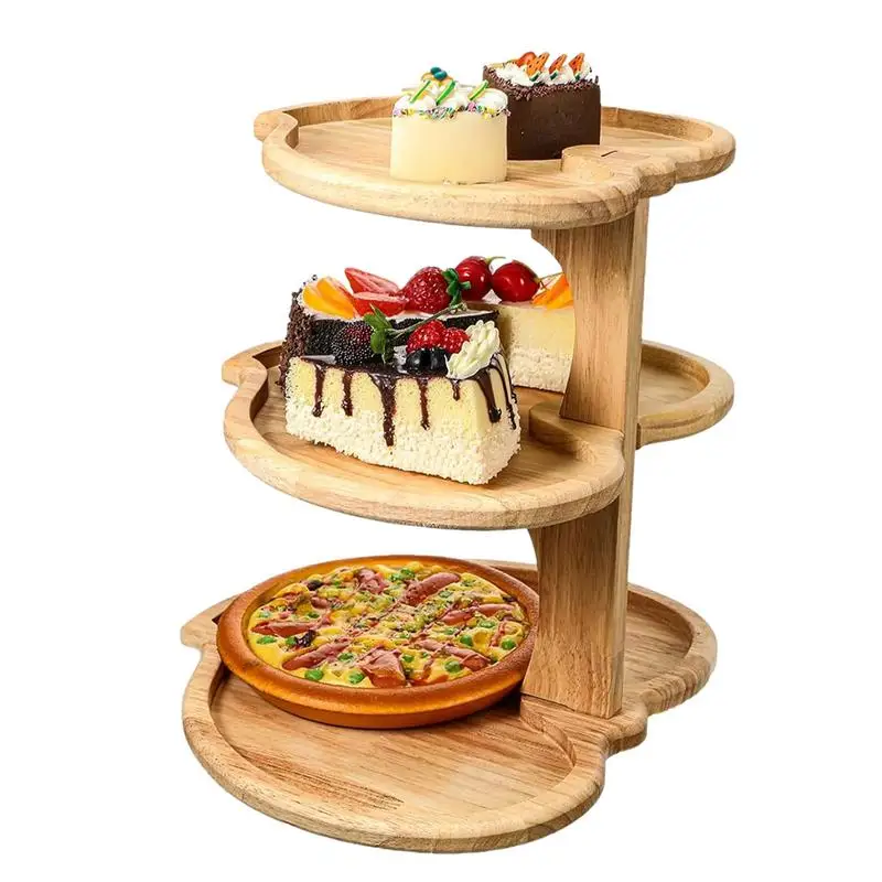 3 Tier Heart Shaped Wooden Tiered Tray Stand  Wood Cupcake Stand Serving Tray Dessert Display Cake Holder for Party Wedding