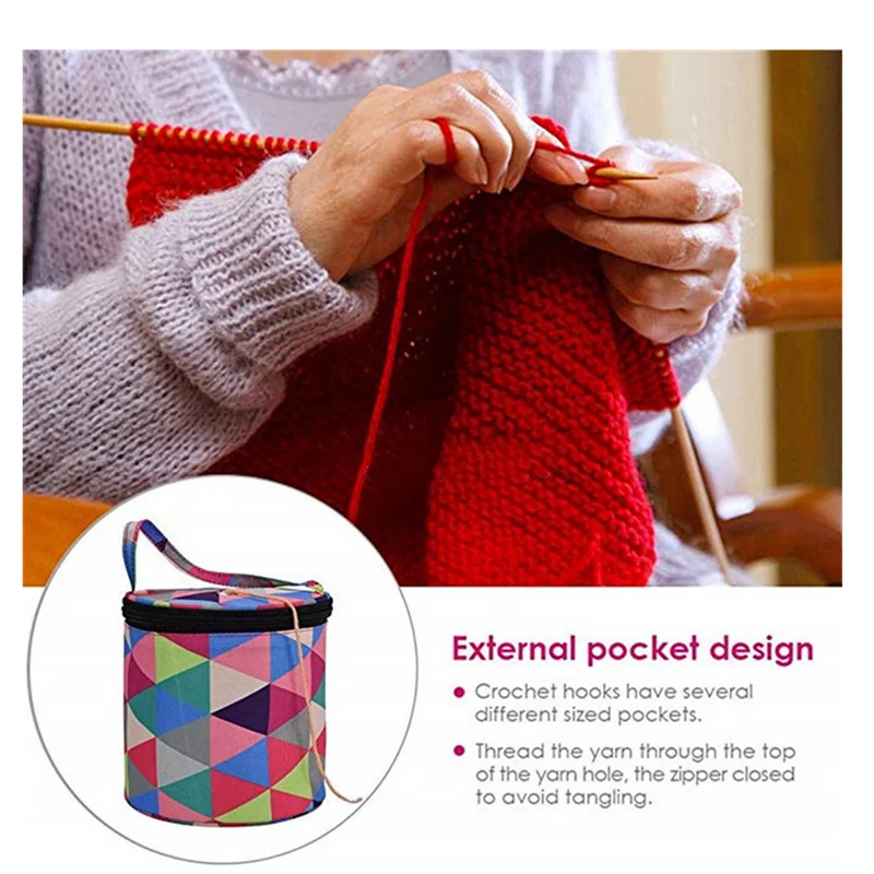 Yarn Storage Bag Round Knitting Wool Yarn Bags Organizer Crochet Sewing Needles Handbag Weave Tools Accessories Bowl Crafts Tote