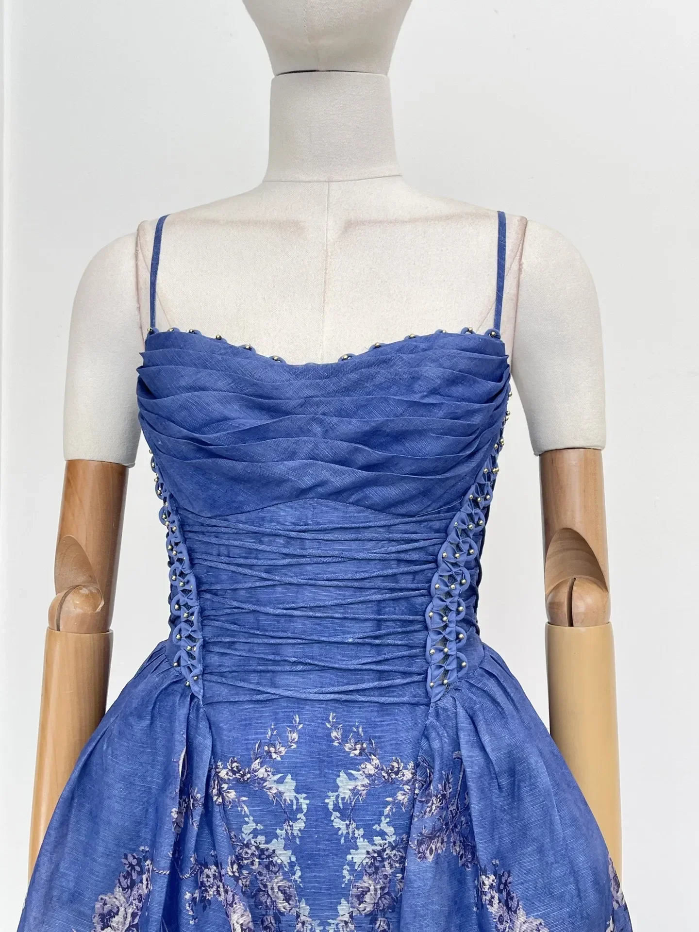 

High Quality Women Clothes Blue Mermaid Print Sleeveless Midi Dress